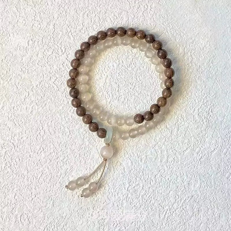 Eastern Harmony & Fortune Bracelet – Handcrafted Beaded Mala with 3D Floating Display Frame