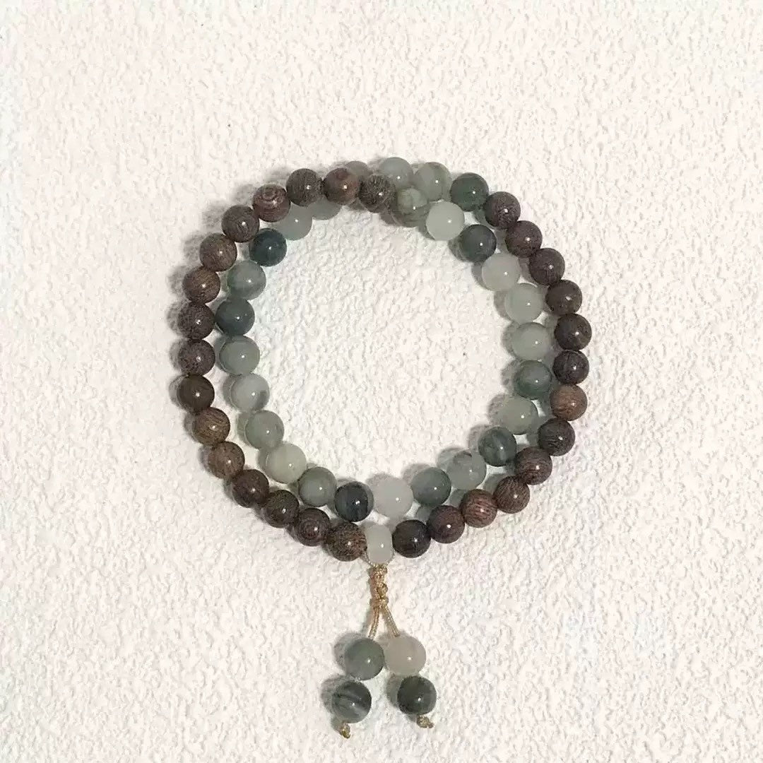Eastern Harmony & Fortune Bracelet – Handcrafted Beaded Mala with 3D Floating Display Frame