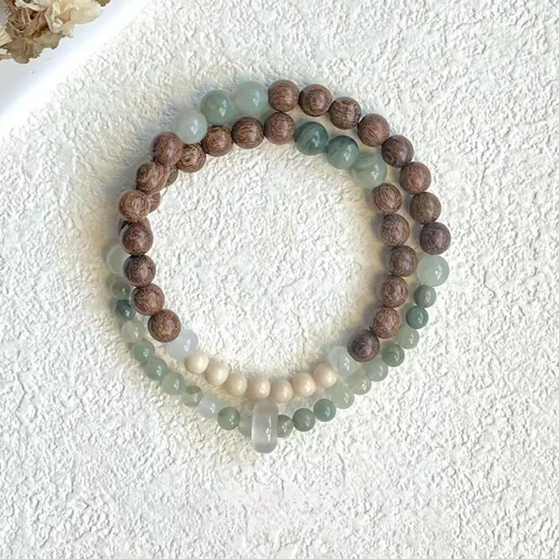 Eastern Harmony & Fortune Bracelet – Handcrafted Beaded Mala with 3D Floating Display Frame