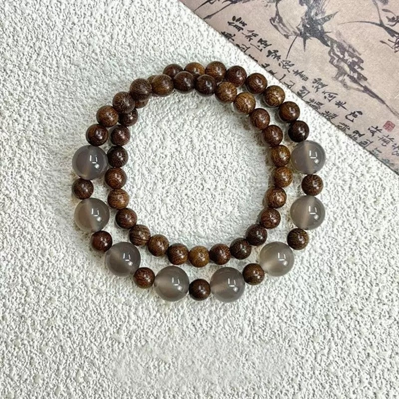 Eastern Harmony & Fortune Bracelet – Handcrafted Beaded Mala with 3D Floating Display Frame