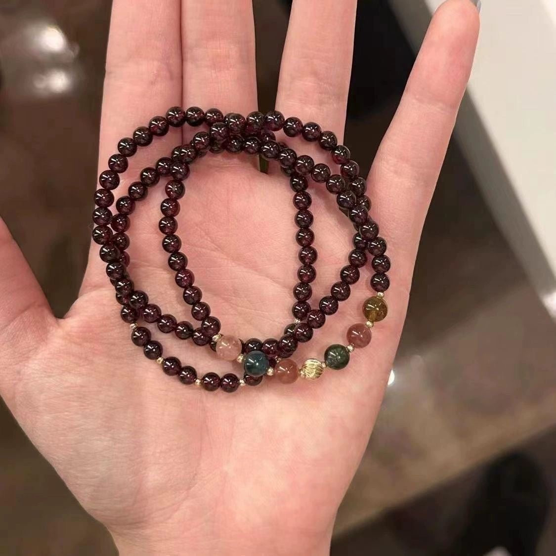 Eastern Harmony & Fortune Bracelet – Handcrafted Beaded Mala with 3D Floating Display Frame
