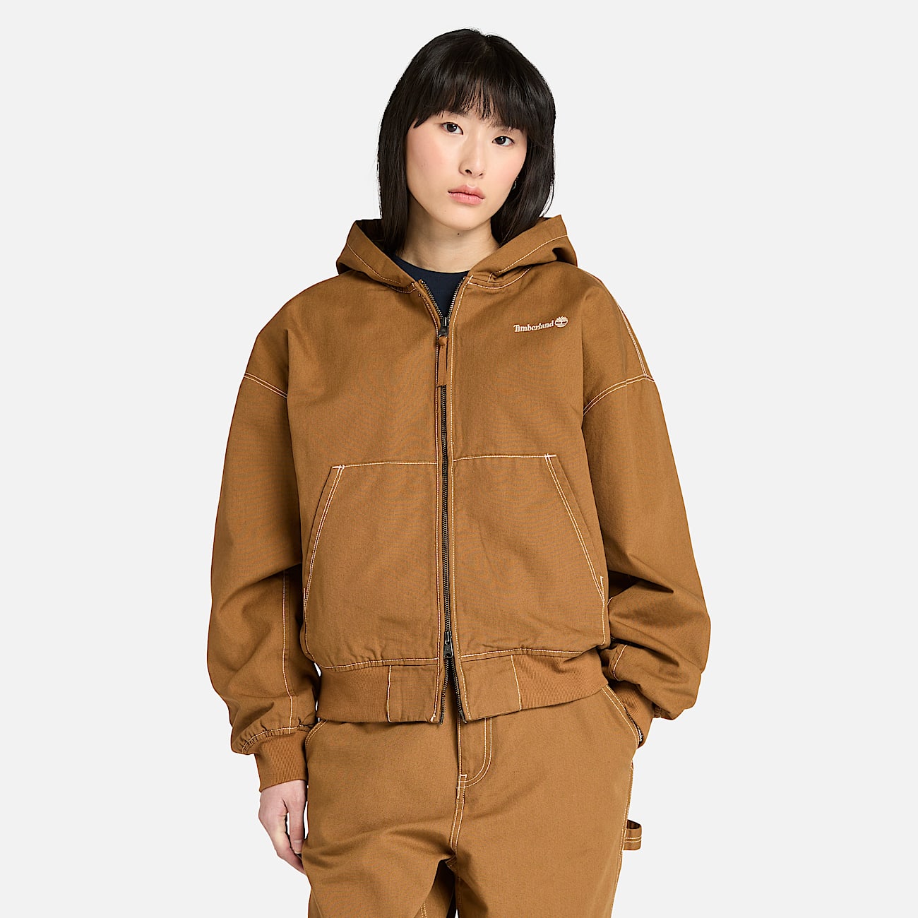 Women's Washed Duck Canvas Hooded Bomber