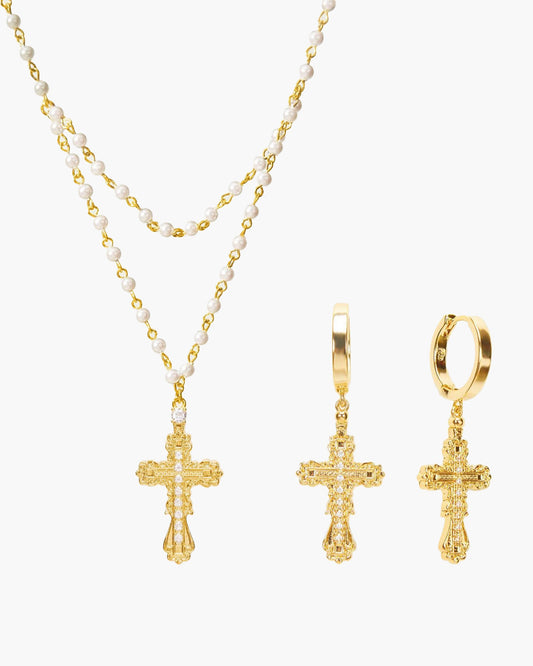 Everette Cross Set in Gold